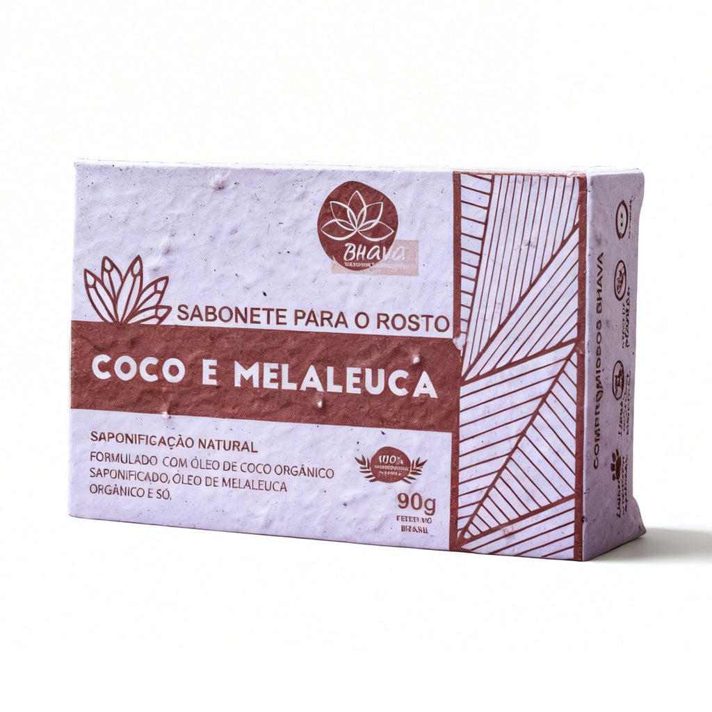 Sabonete facial coco e melaleuca 90g 100% Natural Lixo Zero
