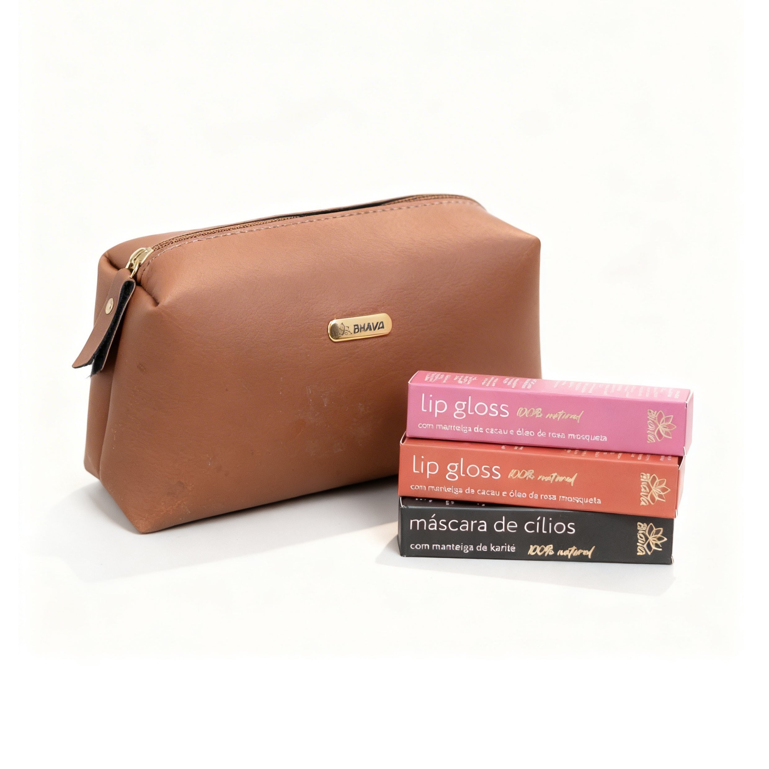 Kit Maquiagem 100% Natural - Gloss & Máscara + Necessaire