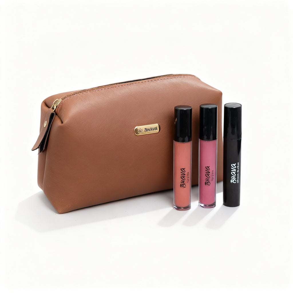 Kit Maquiagem 100% Natural - Gloss & Máscara + Necessaire