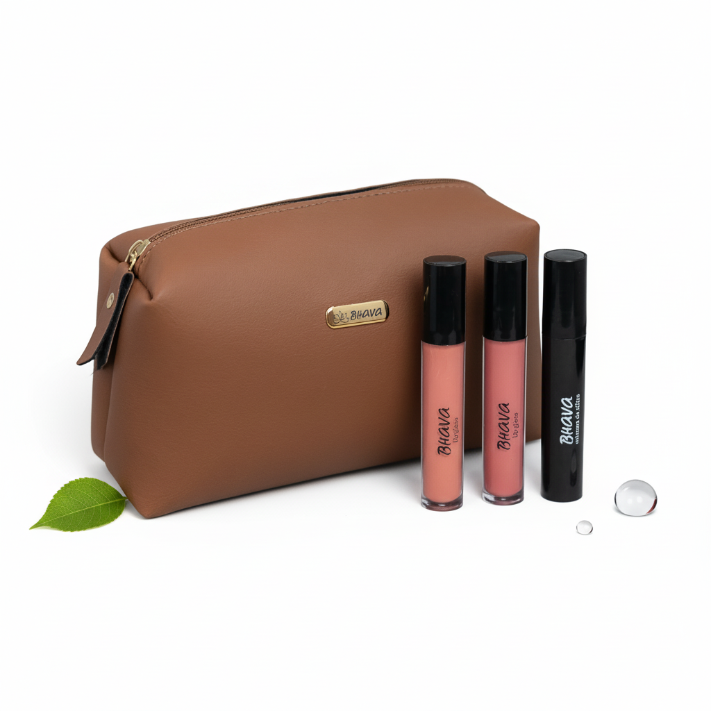 Kit Maquiagem 100% Natural - Gloss & Máscara + Necessaire