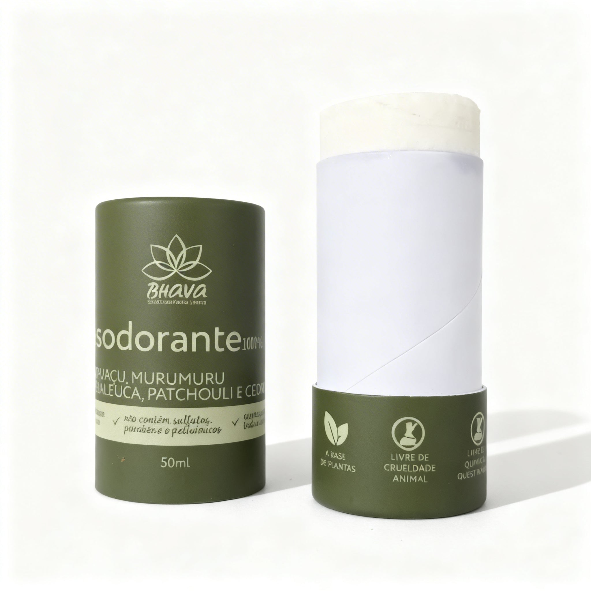Desodorante Bastão sem alumínio 100% Natural 50g - Zero Plástico