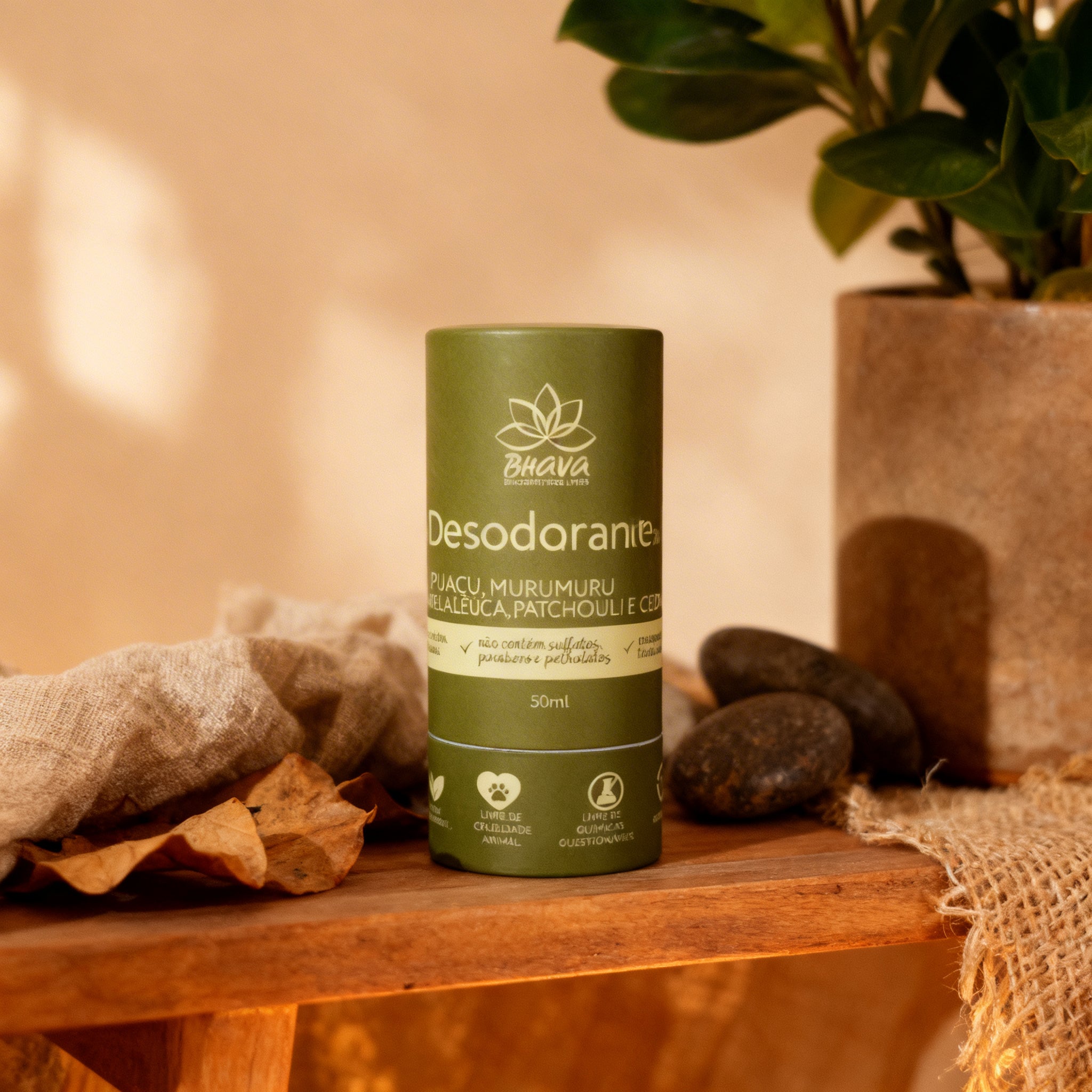 Desodorante Bastão sem alumínio 100% Natural 50g - Zero Plástico