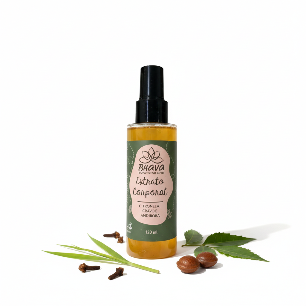Extrato Corporal Citronela, Cravo e Andiroba 100% Natural 120 ml