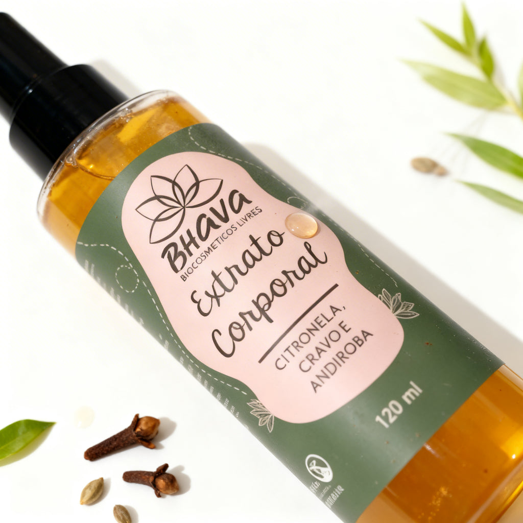 Extrato Corporal Citronela, Cravo e Andiroba 100% Natural 120 ml