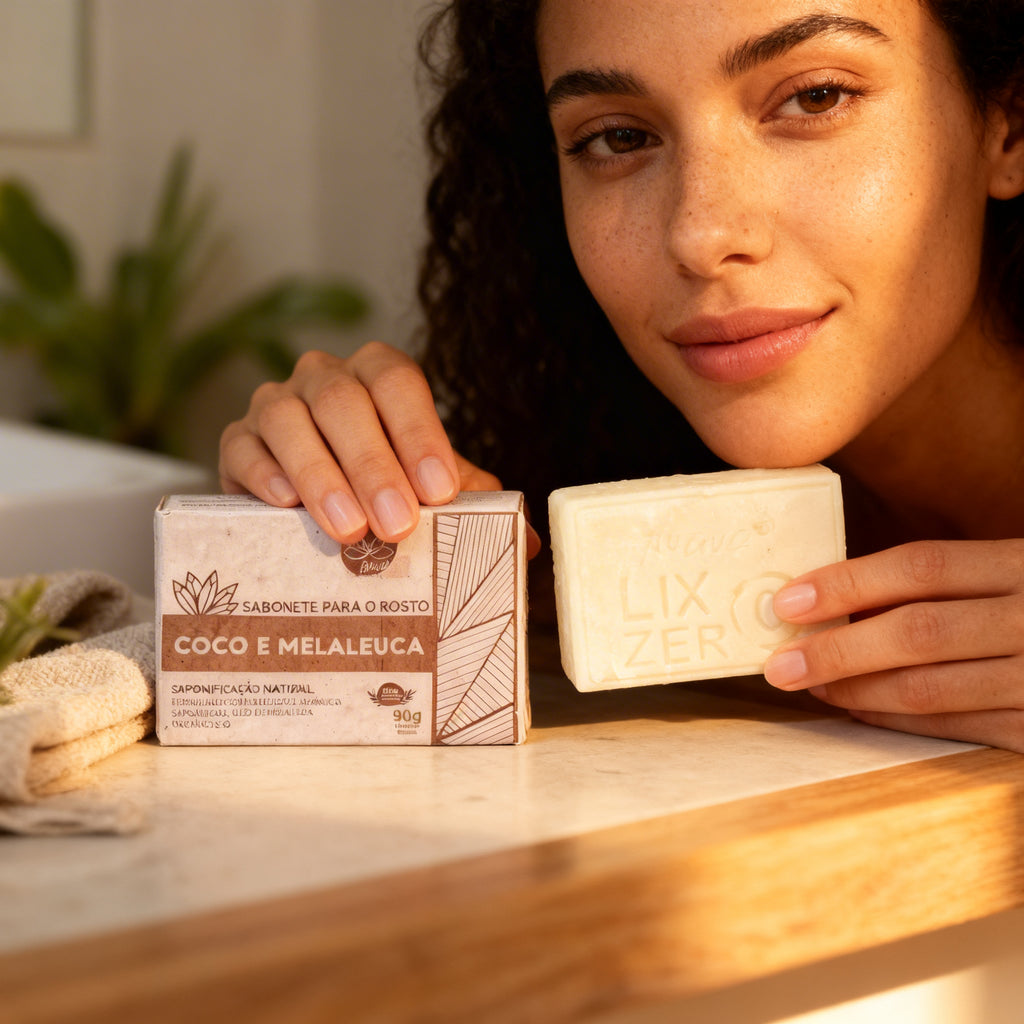 Sabonete facial coco e melaleuca 90g 100% Natural Lixo Zero