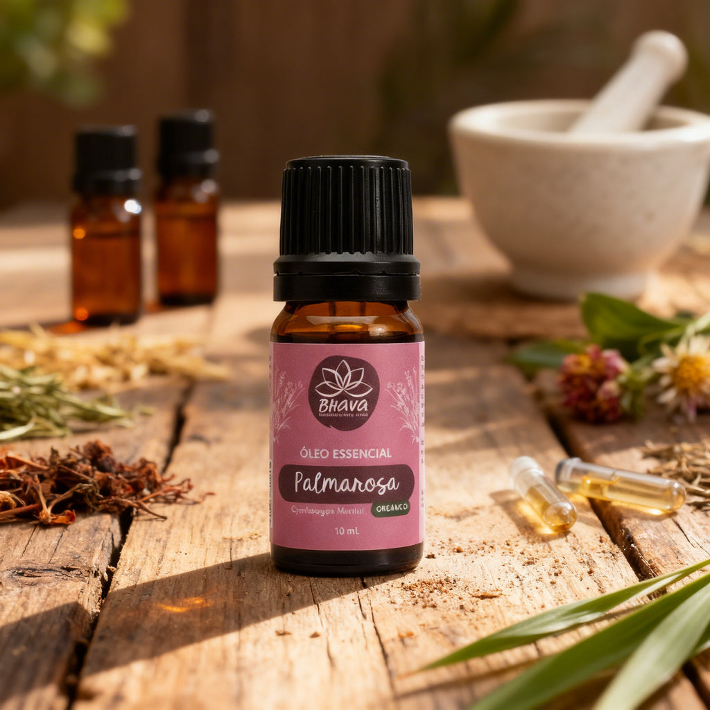 Óleo Essencial de Palmarosa Orgânico 10ml - 100% Puro