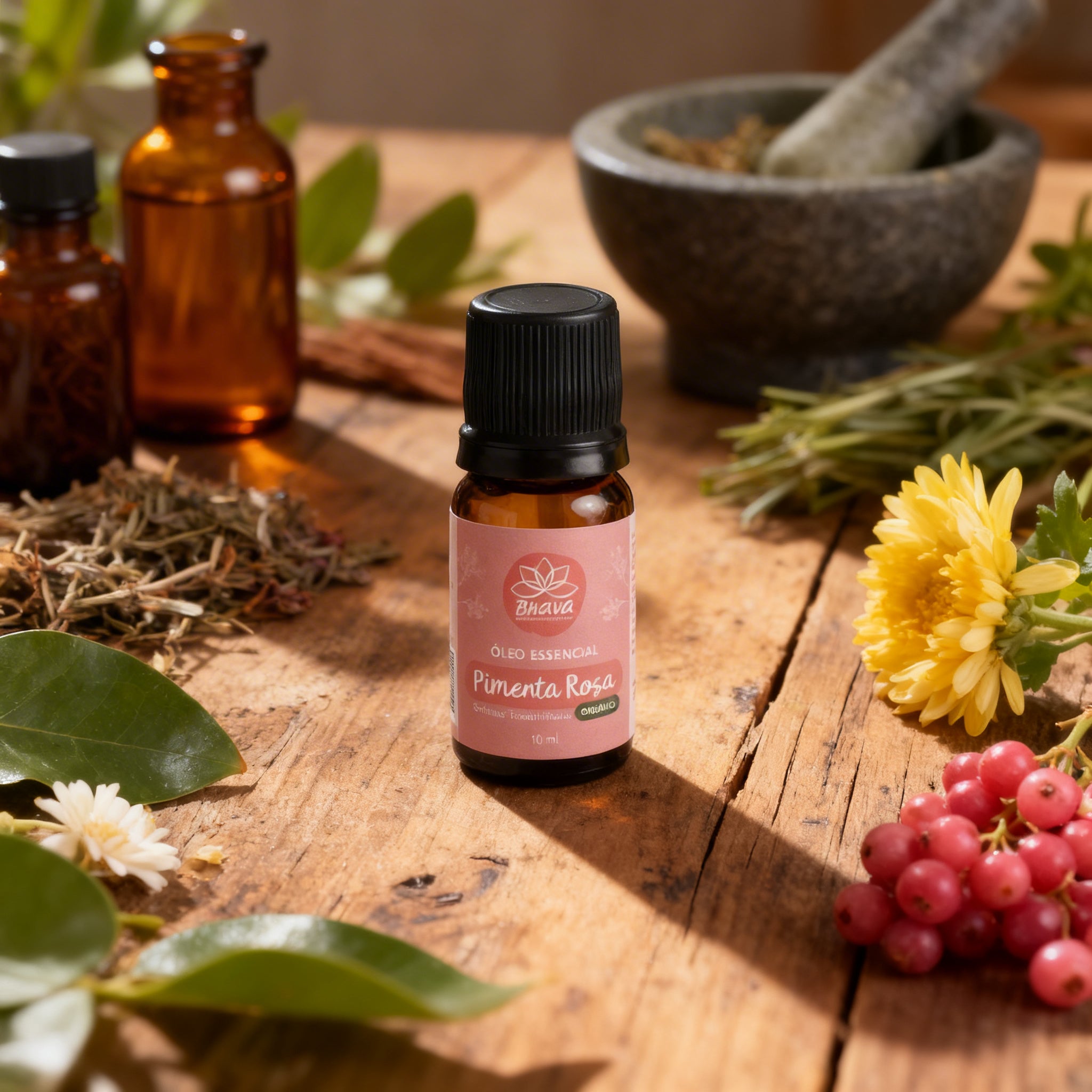 Óleo Essencial de Pimenta Rosa Orgânico 10ml - 100% Puro